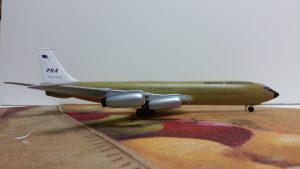 Airfix model of Boeing 707 painted in Braniff colors with Pacific Northern markings