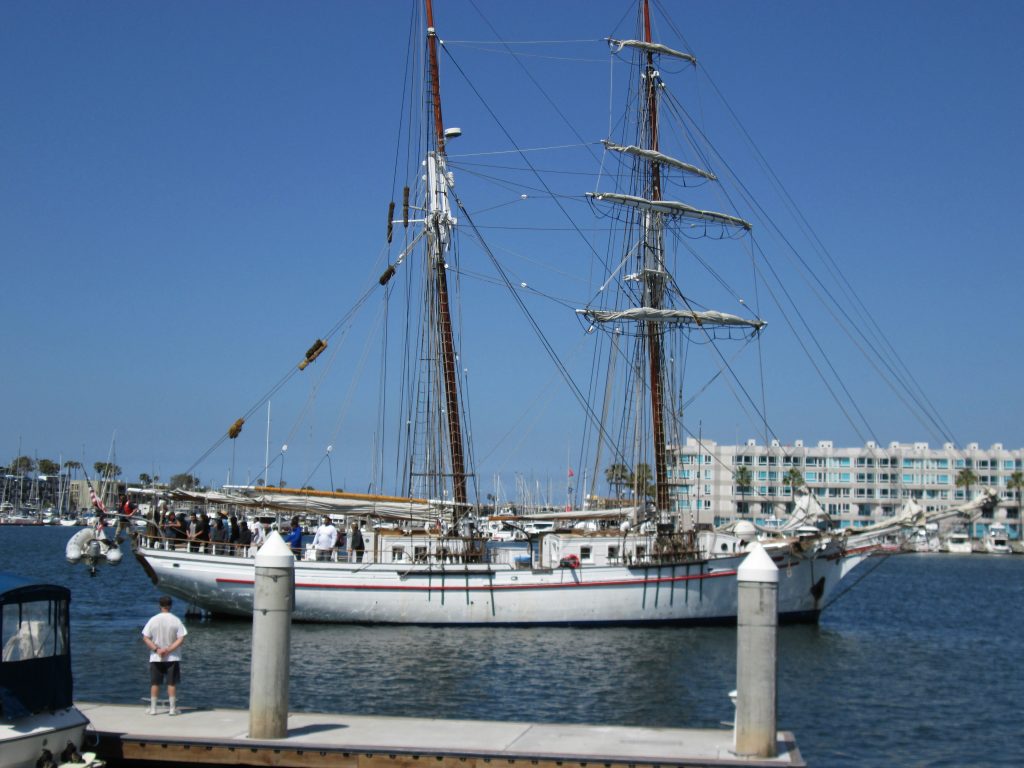 Sailing ship heading out of Marina Del Rey at Chase Park