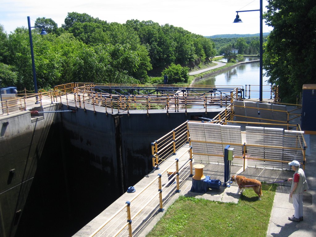 Anita and Maggie Inspect the Erie Canal on Lock 6