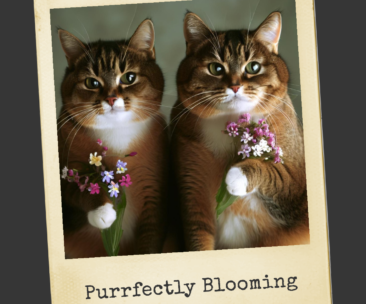 AI generated cats with AI generated flowers in their cute little paws