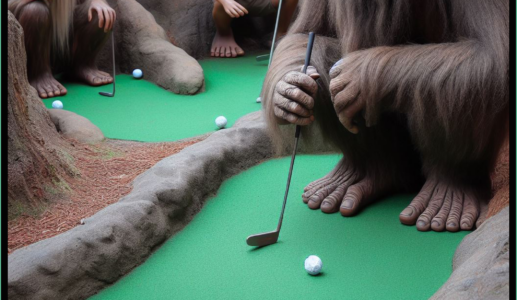 Oomtah plays mini-golf in Humptulips, WA