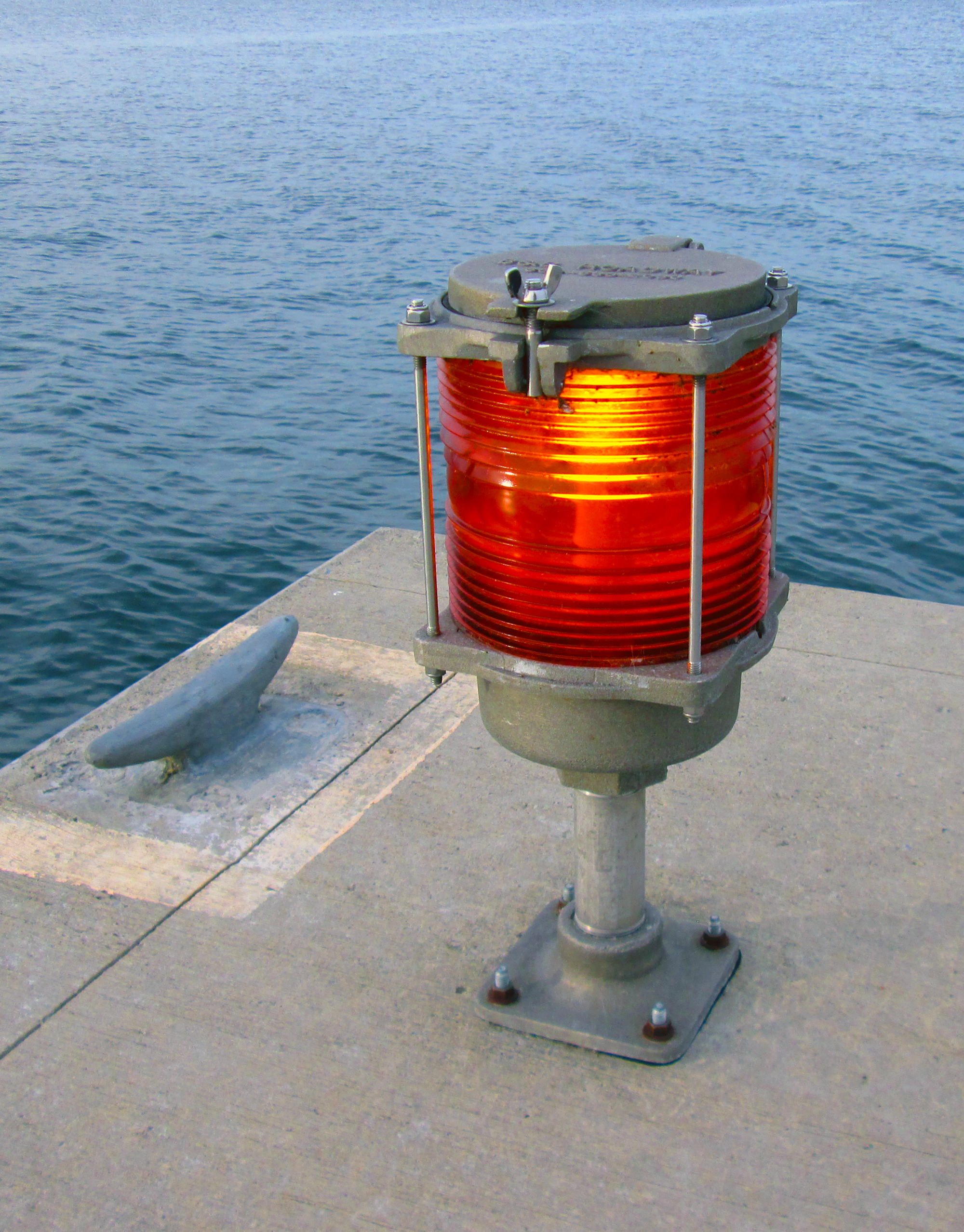 Marine warning light on the pier