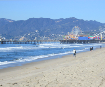 The beach at Santa Monica with the pier in the background