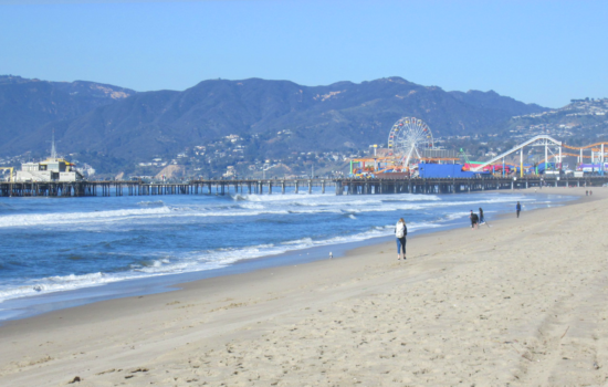 The beach at Santa Monica with the pier in the background